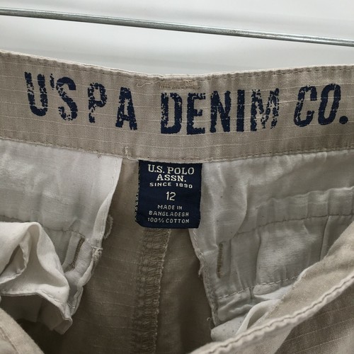 U.S. Polo Assn. Shorts Boys 12 Beige Cargo Denim - Picture 5 of 7
