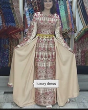 Luxury Couture Dress with Princess Style Embroidery and Long Sleeves White