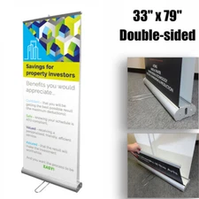 33"x79" Double-sided Banner Stand Roll Up Display Trade Show Store Roller Banner