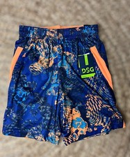 DSG Boys Medium 10-12 Graffic Print 8" Inseam Athletic Training Shorts Blue
