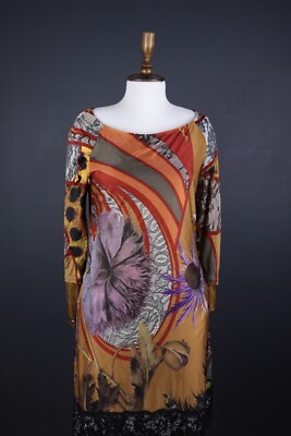 ワンピース ROBERTO CAVALLI MULTICOLOR MIDI DRESS CLASS ROBERTO CAVALLI Multicolor Floral Long Sleeve Shift