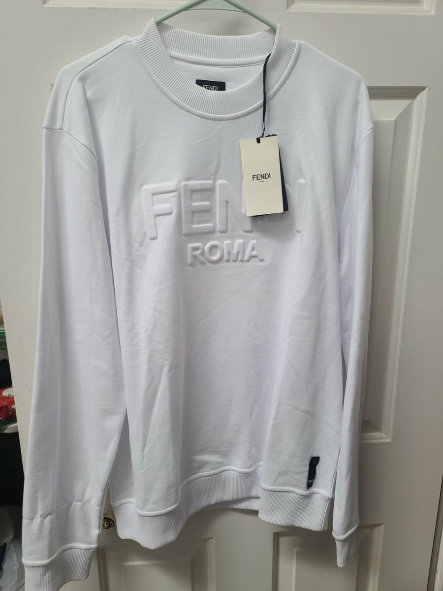 Men's Fendi Sweatshirt Limited White Mother of Pearl Color Best