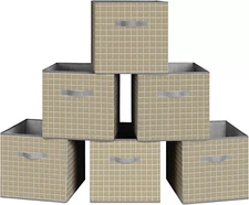 Collapsible Foldable Fabric Cubby Cube Storage Bins Baskets for Shelves 6 pack