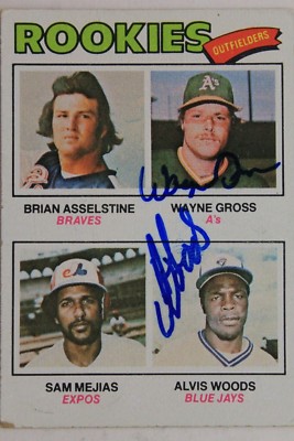 Wayne Gross  Al Woods Autograph Signed 1977 Rookie Outfielders Topps # 479 JSA