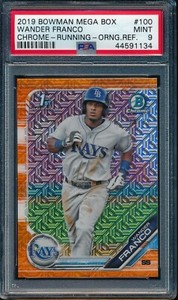 PSA 9 WANDER FRANCO 1st 2019 Bowman Chrome Mega Box ORANGE Refractor /25 RC MINT