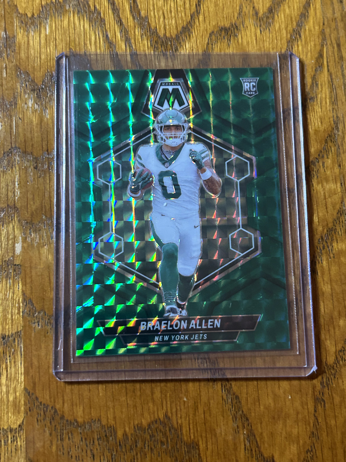 Braelon Allen 2024 Panini Mosaic #389 Mosaic Green Prizm RC Color Match Jets