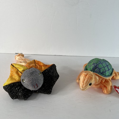 TY VTG Reptile Set Peekaboo Turtle & Slayer Frilled Dragon Beanbag Plush w/tags - Picture 3 of 10