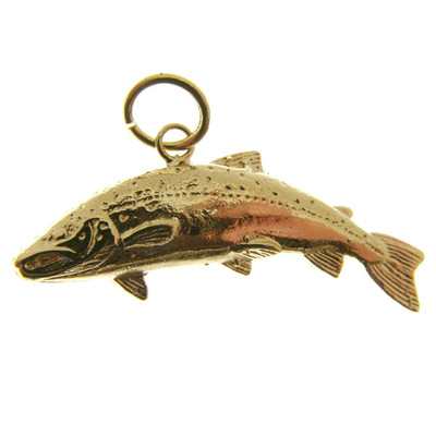 9 CARAT GOLD LEAPING SALMON PENDANT 