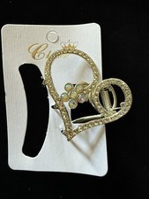 Silver tone Heart Hair Clip W/Rhinestones 2In.