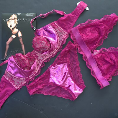 Soutien-gorge Plunge Victoria's Secret En Dentelle - Taille 34D, Couleur Fuchsia Rose, Occasion Très Bon état