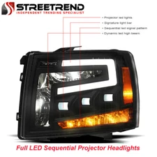 Streetrend Full LED Sequential Projector Headlights Blk For 2007-2014 Silverado