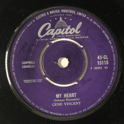 GENE VINCENT: my heart / i've got to get you yet CAPITOL 7'' Single 45 RPM