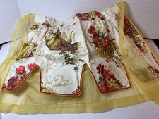 Vintage Floral Cotton And Sheer Reversible Apron 1950’s NOS