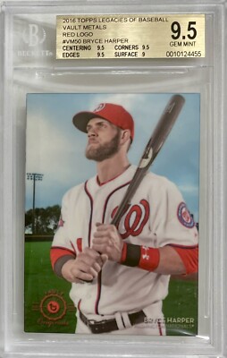 Bryce Harper 2016 Topps Legacies Of Baseball Vault Metal Red Logo 3/5 BGS 9.5