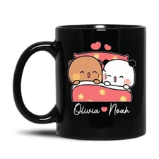 Couple Panda Coffee Mug, Personalized Panda Bear Cup, Bubu Dudu Ceramic Mug, Cus