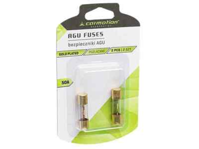 Lot De 2 Fusibles AGU 50A Dorés - Protection électrique Pour Voiture, Bateau, Caravane, Neufs