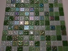 Glasmosaik Mosaik Fliese Klarglas grün hellgrün dunkelgrün weiß perlmutt effekt