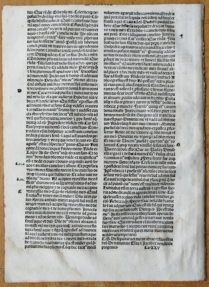 Genesis - Оригинальный Incunable Leaf Biblia latina Amerbach Basel - 1491 - Изображение 2 из 2