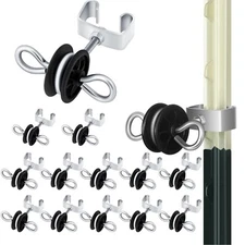Gisafai 12 Pcs Electric Fence T Posts Gate Anchor Handles Double Hook 2 Rings...