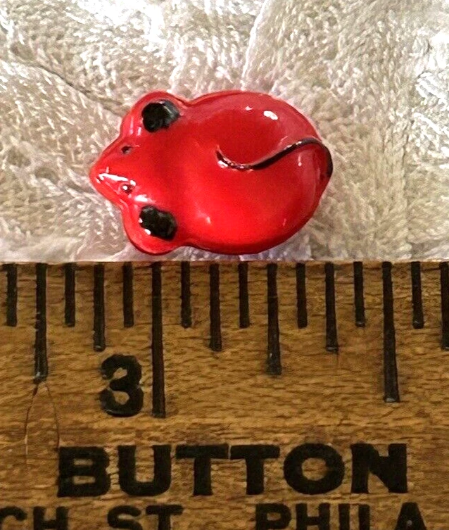 Vintage Czech Glass Realistic MOUSE Button. Paint Detail. NOS. 5/16 inch - Image 3 of 4