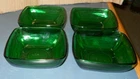 VINTAGE ANCHOR HOCKING FOREST GREEN GLASS LOT 4 BERRY BOWLS 4 3/4"