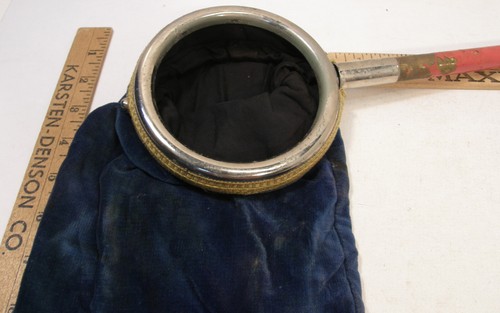 VINTAGE MAGICIAN'S CHANGE CHANGING BAG DARK BLUE VELVET MAGIC TRICK TWIST HANDLE - Picture 2 of 24