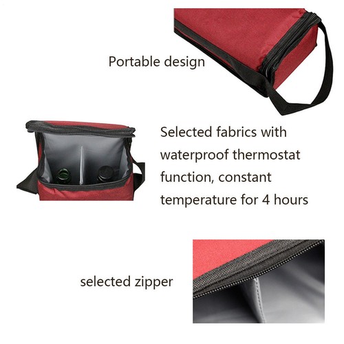 Sac de transport isotherme magasin vin 2 bouteilles protection refroidisseur fourre-tout pour picnic