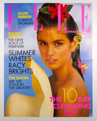 CINDY CRAWFORD ausklappbares Display Poster ELLE MAGAZIN AUSTRALIEN November 1991 Anzeige