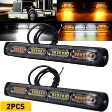 2X 48LED Strobe Marker Flashing Light Recovery Bar Beacon Car 12/24V Amber/White