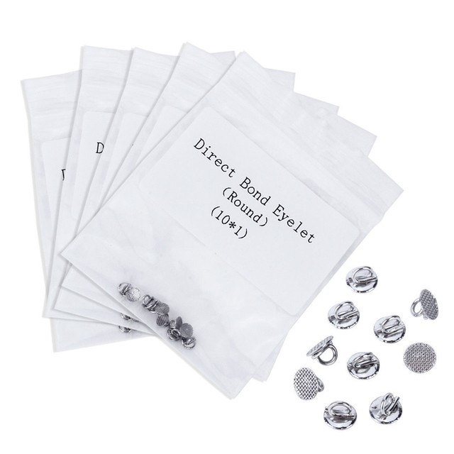100 Pcs Dental Orthodontic Bondable Direct Bonding Eyelets 3.2mm Round