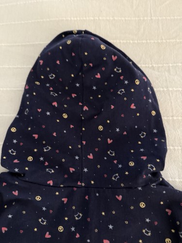 Girls Size 10 CARTER'S Pullover "GOOD VIBES' Lightweight Hoodie Blue Multicolor - Picture 9 of 13