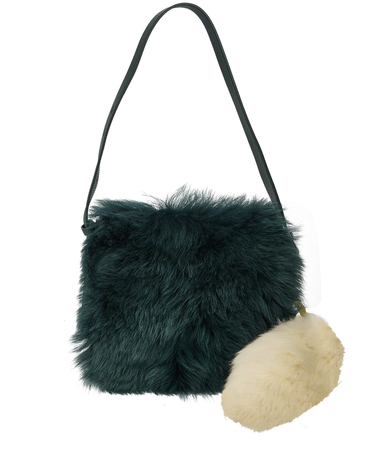 Burberry Small Knight Shoulder Bag Leather Shearling Green