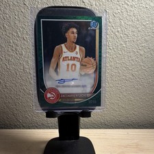 Topps Bowman Zaccharie Risacher Atlanta Hawks Autographed Green Refractor /99