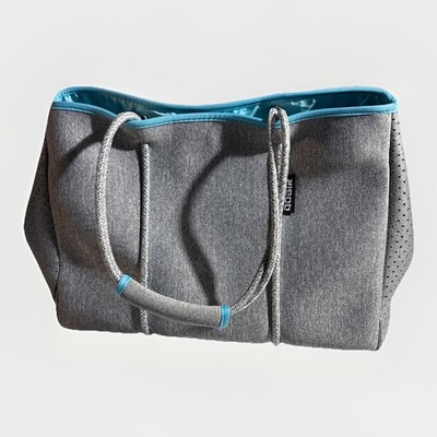 Qogir Neoprene Rope Handles Tote Bag Gray Blue Large Beach Gym Travel Camper