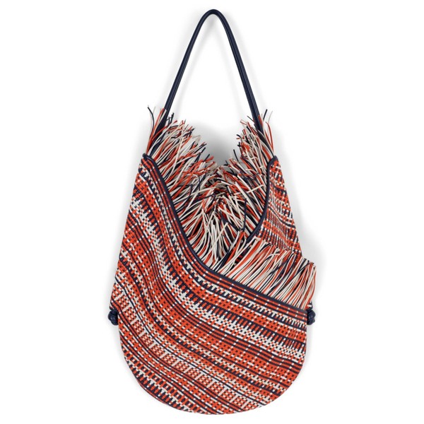 74210 authentische Bottega Veneta Hobo-Tasche rot weiß blau geflochtenes Leder 2024 Sonnenwende