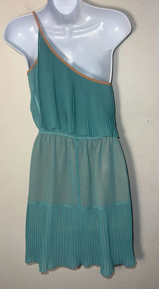 Vestido T.L.H By Hype de un hombro en capas transparente Teel dorado/bronceado para mujer talla XS Foto 2 de 4