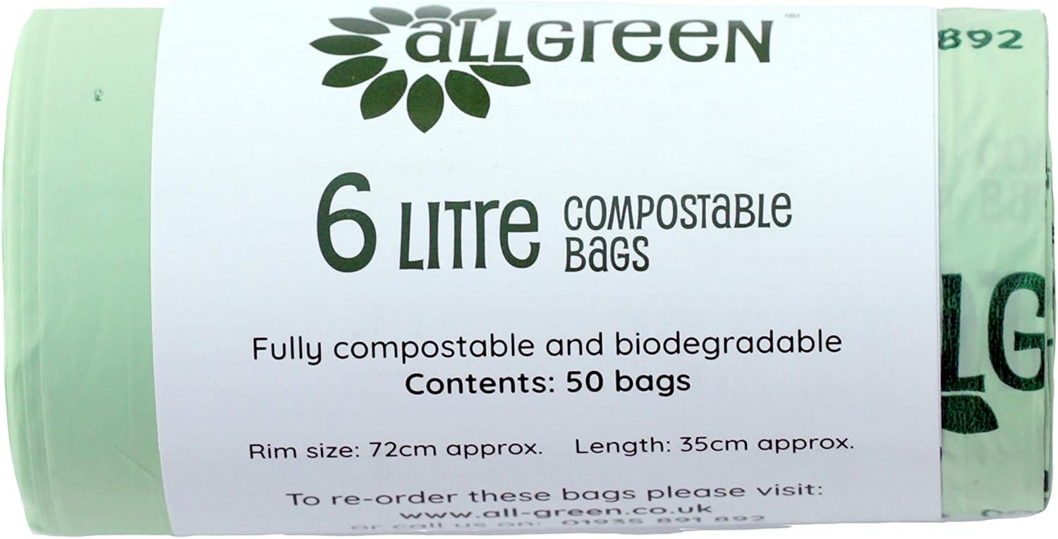 6 Litre x 50 All-Green Compostable Bags - Kitchen Caddy Liners - Food Waste Bin - Image 4