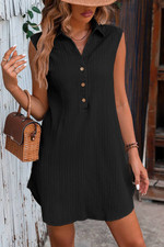 Black Collared Sleeveless Mini Dress Size Small