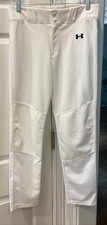 Boy's Under Armour Loose Heat Gear White Baseball Pants, Size YXL