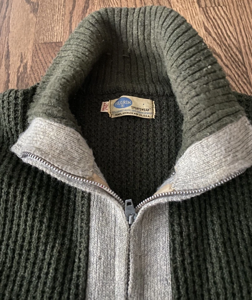 Suéter Tejido Vintage Peregrino Ropa Deportiva Cremallera Completa Chaqueta Años 60 Lana Orlon Acrílico L Foto 3 de 4