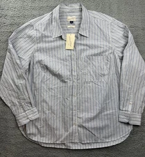 Universal Thread Shirt Womens 2XL Blue White Striped Button Front Relaxed Fit