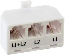 Telephone Line Splitter Adapter RJ11 Dual Line Separator 4 Conductor WHITE 