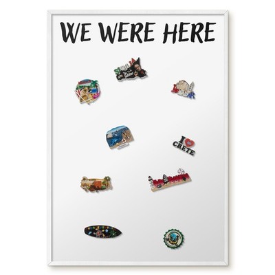 Weiß Magnettafel Memoboard Reisemagnete Weißer Rahmen - We were here 70x100