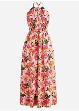 J CREW Halter-neck cross-back dress in floral cotton voile Small