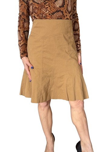 Moschino Cheap and Chic, Vintage Moschino Cheap & Chic A Line Mini Skirt Cotton Seamed Caramel Size 10