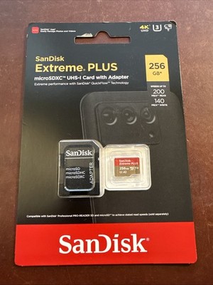 New SanDisk Extreme PLUS 256GB microSDXC UHS-I Memory Card w/ adapter