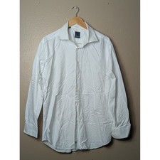 David Donahue Dress Shirt Mens 17.5 34/35 White Seger Textured Cotton Classic