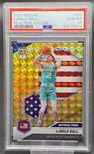 2020 MOSIAC REACTIVE YELLOW PRIZM LAMELO BALL HORNETS GRADED PSA 10