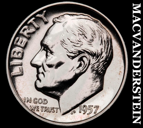 1957 Silver Roosevelt Dime - Choice Gem Proof  Lustrous  No Reserve  #G8194