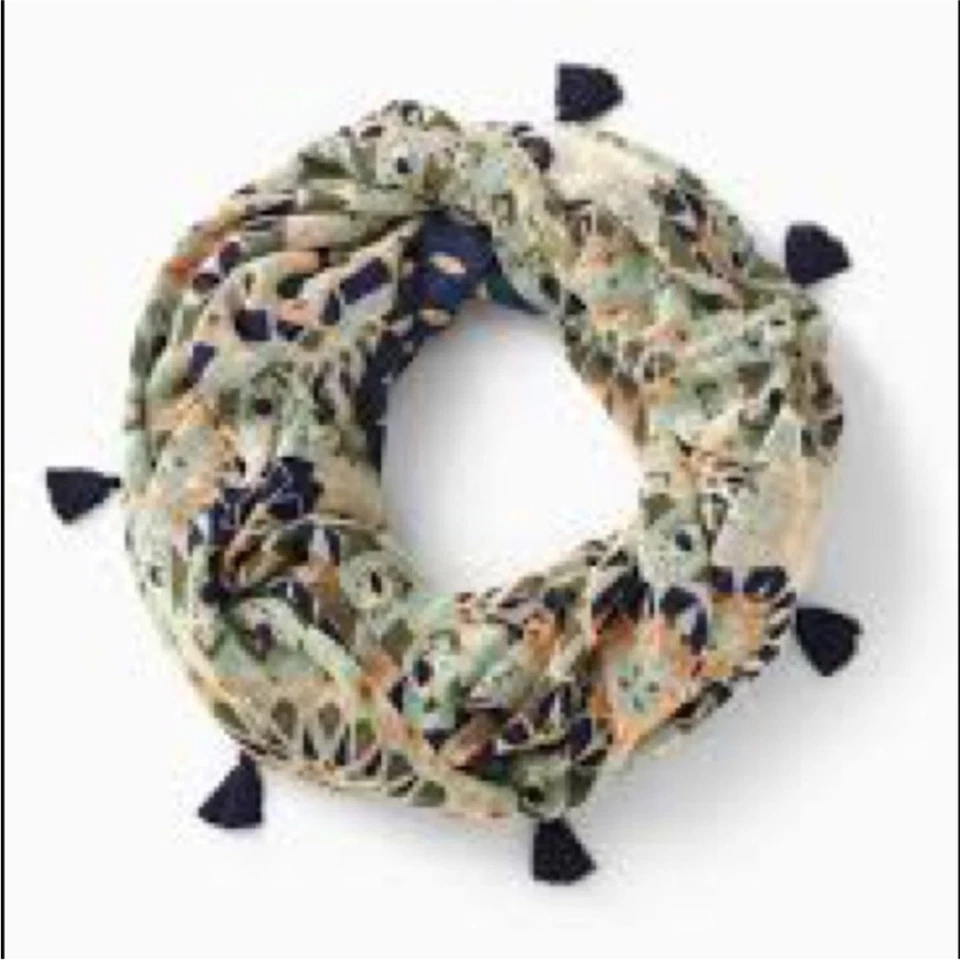 Stella & Dot Reversible Lightweight Mosaic Infinity Tassel Scarf, EUC, One Size Foto 4 de 4